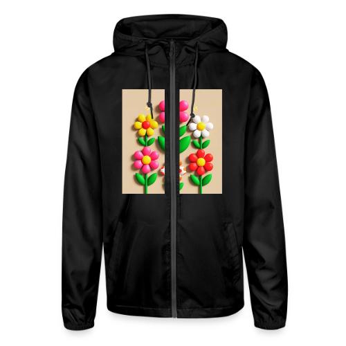 3D Flowers and Butterflies in Amber, Floral Design - Unisex Lightweight Windbreaker Jacket