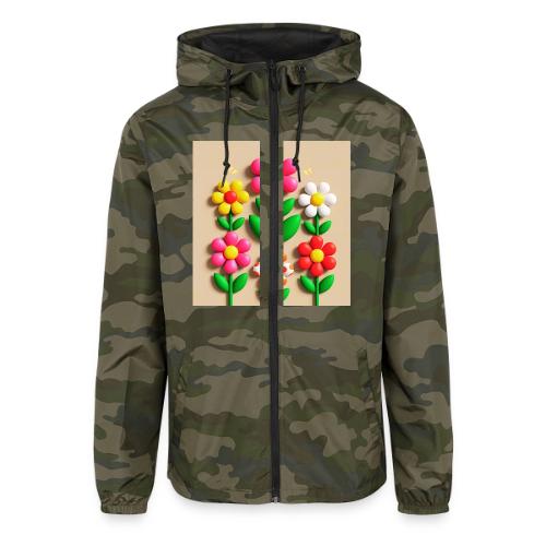 3D Flowers and Butterflies in Amber, Floral Design - Unisex Lightweight Windbreaker Jacket