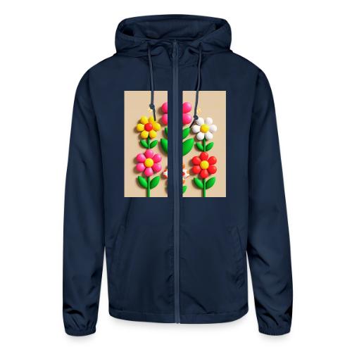 3D Flowers and Butterflies in Amber, Floral Design - Unisex Lightweight Windbreaker Jacket