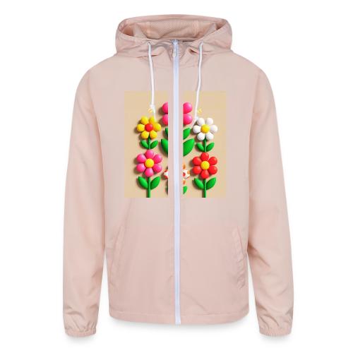 3D Flowers and Butterflies in Amber, Floral Design - Unisex Lightweight Windbreaker Jacket