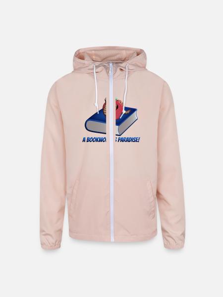 A Bookworm's Paradise - Unisex Lightweight Windbreaker Jacket - blush pink  - Front