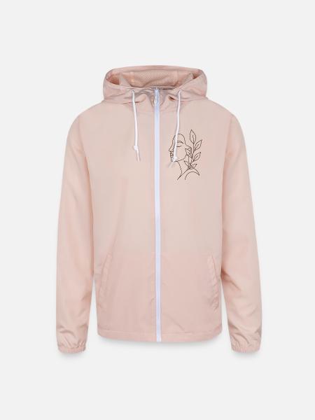 Minimal Elegance: The Art of Continuous Line - Unisex Lightweight Windbreaker Jacket - blush pink  - Front