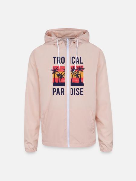 Tropical Paradise - Unisex Lightweight Windbreaker Jacket - blush pink  - Front