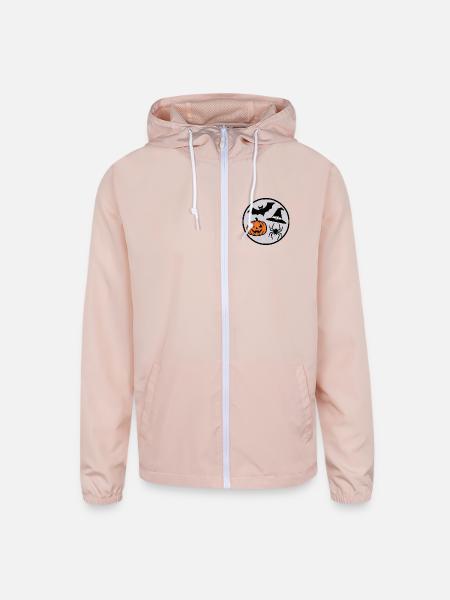 Halloween Circle: Pumpkin Bat Spider - Unisex Lightweight Windbreaker Jacket - blush pink