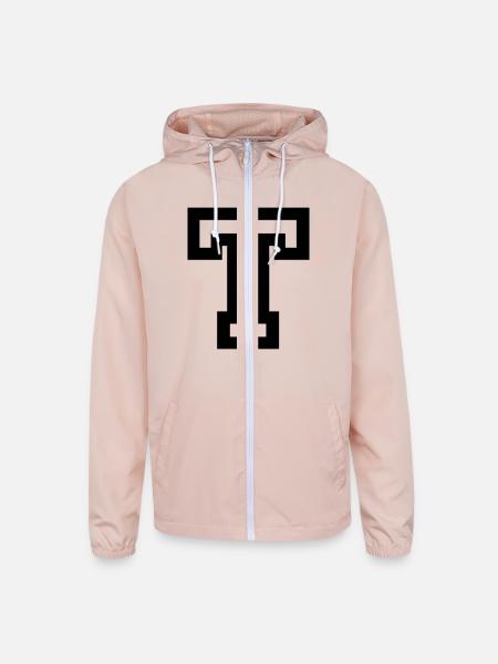 Letter T - Unisex Lightweight Windbreaker Jacket - blush pink  - Front