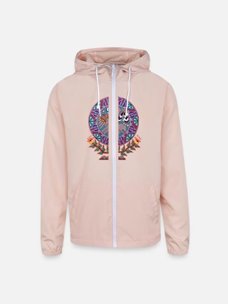 Native Huichol Peyote Deer - Unisex Lightweight Windbreaker Jacket - blush pink 
