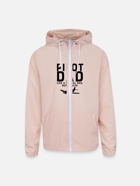 Pilot Dad Like a Normal Dad but Cooler - Unisex Lightweight Windbreaker Jacket - blush pink  - Front