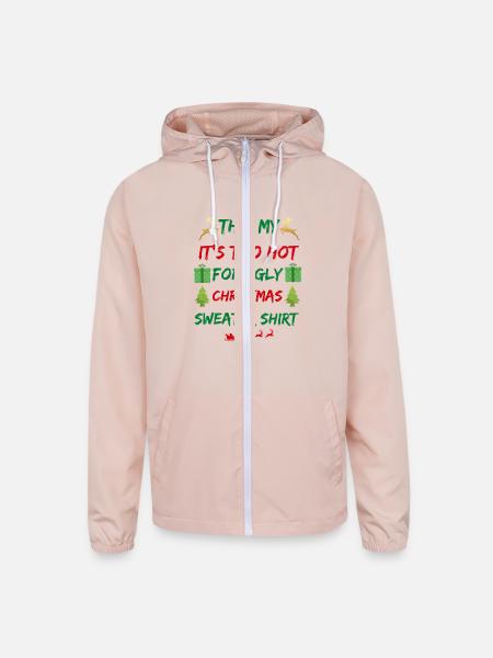 This Is My It's Too Hot For Ugly Christmas Sweater - Unisex Lightweight Windbreaker Jacket - blush pink  - Front