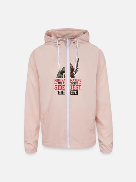 Procrastinating Fantasy Knight Side Quest Work - Unisex Lightweight Windbreaker Jacket - blush pink  - Front