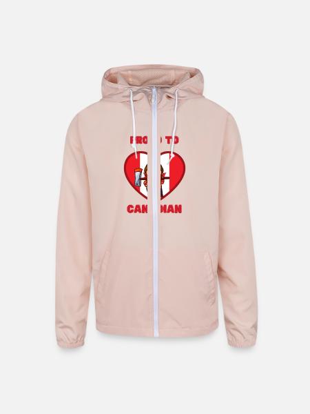 Proud to be Canadian - cute design - Unisex Lightweight Windbreaker Jacket - blush pink  - Front