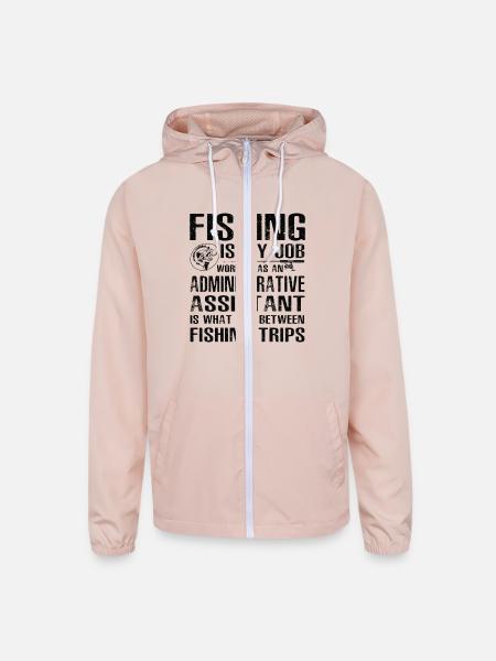 Administrative Assistant Funny Fishing - Unisex Lightweight Windbreaker Jacket - blush pink  - Front