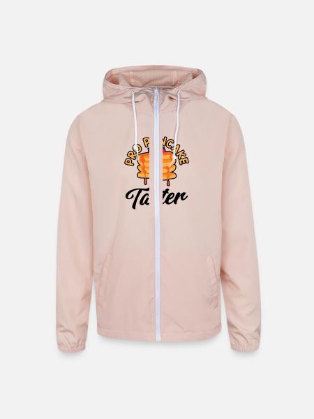 Pancake Taster Eating Breakfast Pancake Day - Unisex Lightweight Windbreaker Jacket - blush pink  - Front