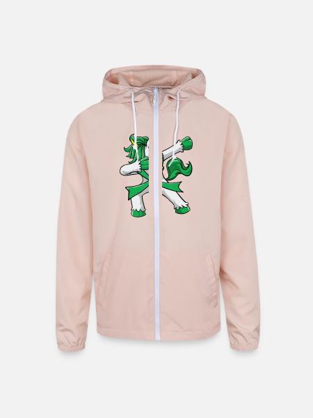 Mental Health Awareness Dabbing Unicorn Green Ribb - Unisex Lightweight Windbreaker Jacket - blush pink  - Front
