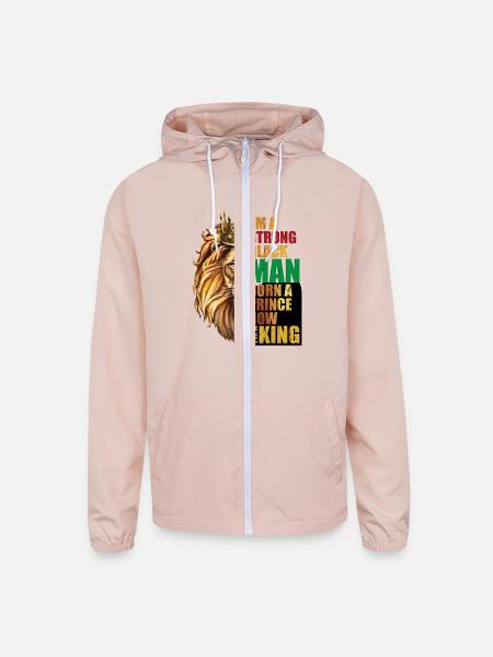 Iam A Strong Black Man Born A Prince Now I Am King - Unisex Lightweight Windbreaker Jacket - blush pink  - Front