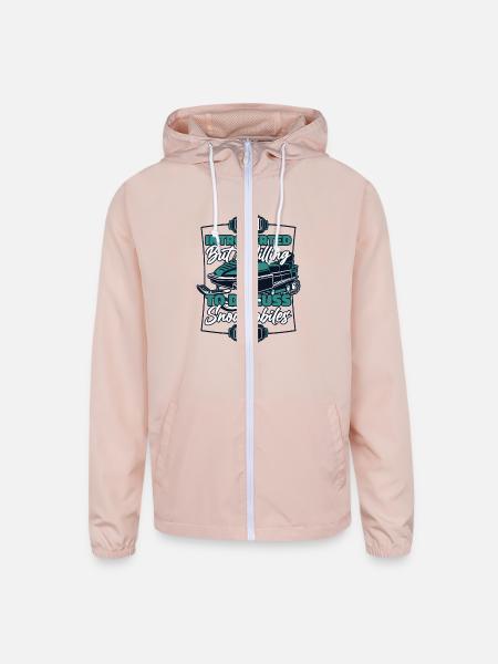 Introverted But Willing To Discuss Snowmobiles - Unisex Lightweight Windbreaker Jacket - blush pink  - Front