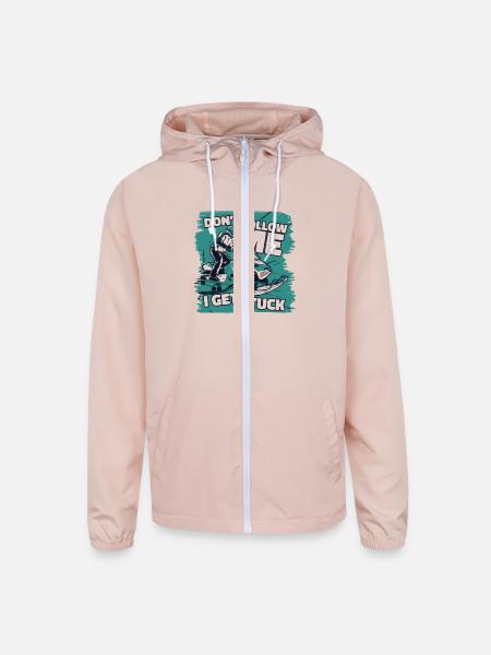 Don't Follow Me I Get Stuck Sledding Racer - Unisex Lightweight Windbreaker Jacket - blush pink  - Front