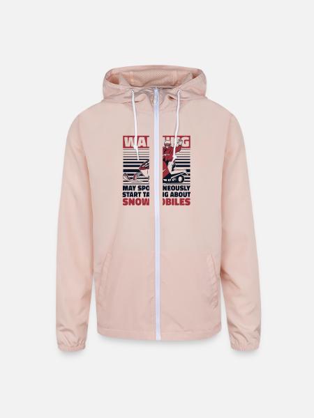 May Spontaneously Talking About Snowmobiles - Unisex Lightweight Windbreaker Jacket - blush pink  - Front