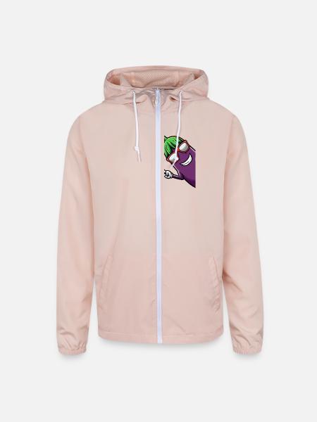 Eggplant Fruit Vegetable Vegetarian - Unisex Lightweight Windbreaker Jacket - blush pink