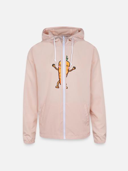 Carrot Emoticon Vegetable Vegan Vegetarian - Unisex Lightweight Windbreaker Jacket - blush pink  - Front