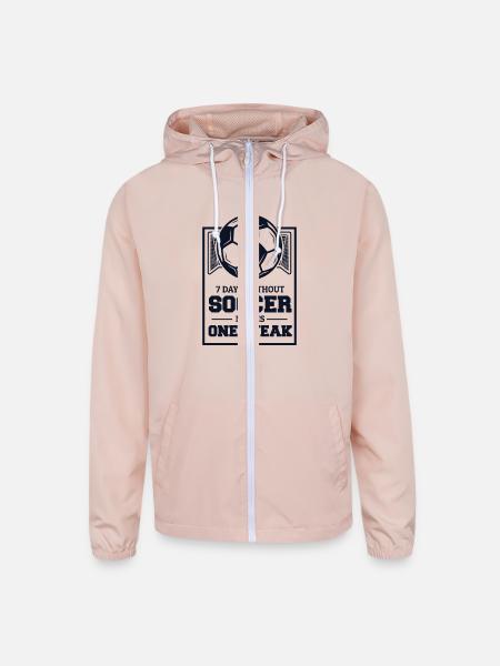 7 Days Without Soccer Makes One Weak Fußball - Unisex Lightweight Windbreaker Jacket - blush pink  - Front