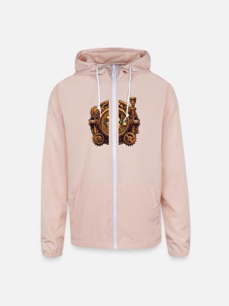 Steampunk Bitcoin Digital Currency Crypto Coin - Unisex Lightweight Windbreaker Jacket - blush pink  - Front