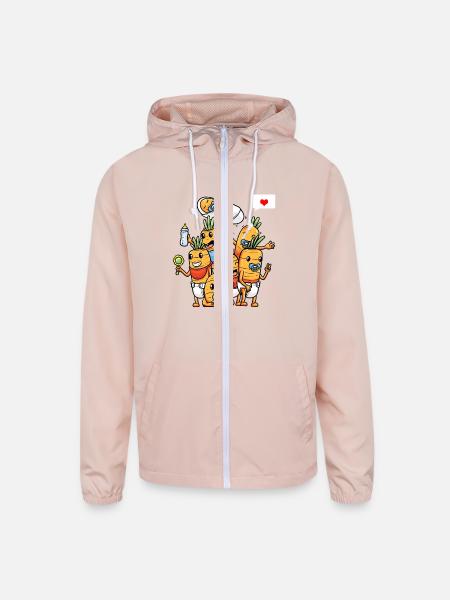 Funny Baby Carrots Vegetables - Unisex Lightweight Windbreaker Jacket - blush pink  - Front