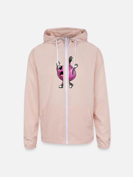 Red Funny Onion - Unisex Lightweight Windbreaker Jacket - blush pink  - Front