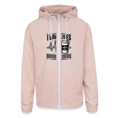 Nurse Coffee Humor - Saving Lives - Unisex Lightweight Windbreaker Jacket