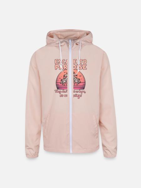 Escape to Paradise - Unisex Lightweight Windbreaker Jacket - blush pink  - Front