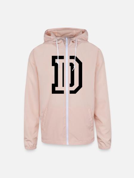 Letter D - Unisex Lightweight Windbreaker Jacket - blush pink  - Front