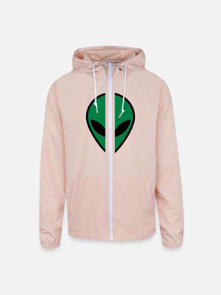 Alien Face - Unisex Lightweight Windbreaker Jacket - blush pink  - Front