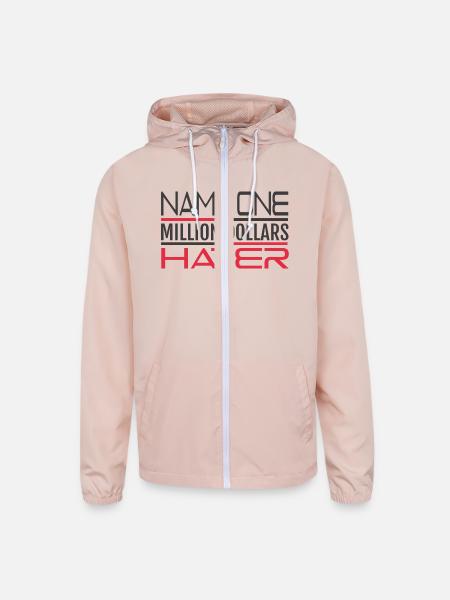 NAME ONE MILLION DOLLARS HATER - Unisex Lightweight Windbreaker Jacket - blush pink  - Front