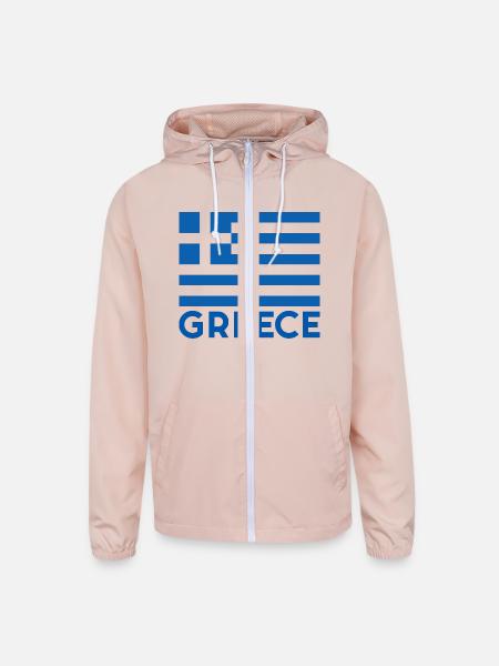Greek Flag | Greece Hellas Hellenic Pride Vintage - Unisex Lightweight Windbreaker Jacket - blush pink  - Front