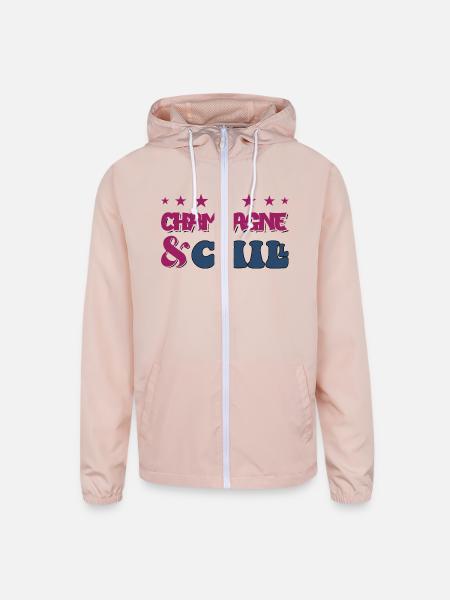 Champagne And Chill - Unisex Lightweight Windbreaker Jacket - blush pink  - Front
