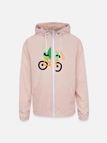 Go green bike - Unisex Lightweight Windbreaker Jacket - blush pink  - Front