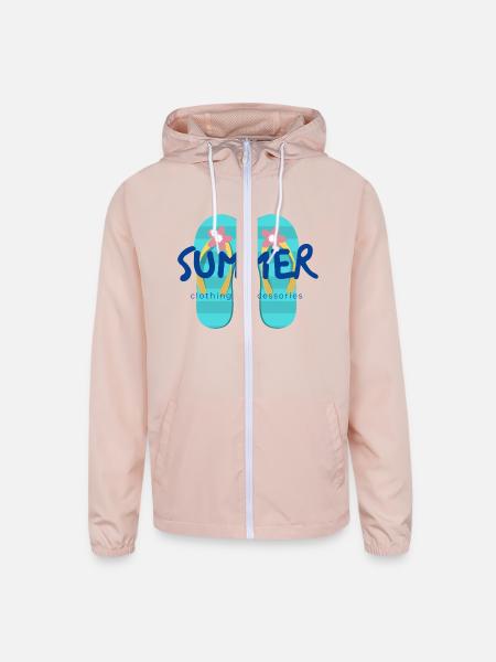 Summer, Clothing & Accessories. - Unisex Lightweight Windbreaker Jacket - blush pink  - Front