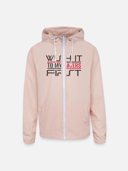 WISH IT TO MY HATERS - Unisex Lightweight Windbreaker Jacket - blush pink  - Front