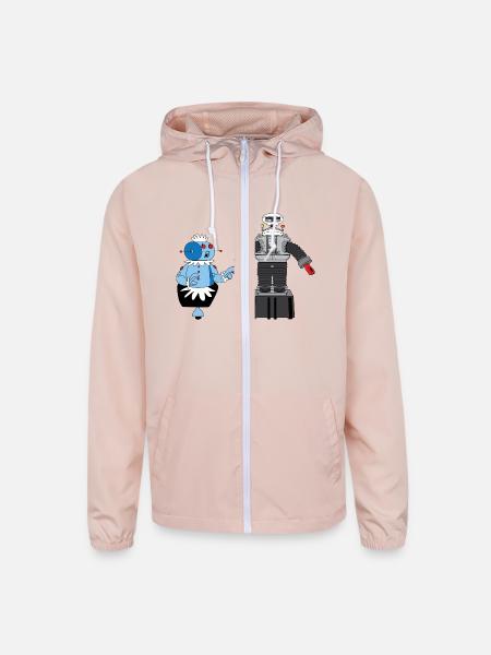 Rosie and Lost in Space Robot - Unisex Lightweight Windbreaker Jacket - blush pink 