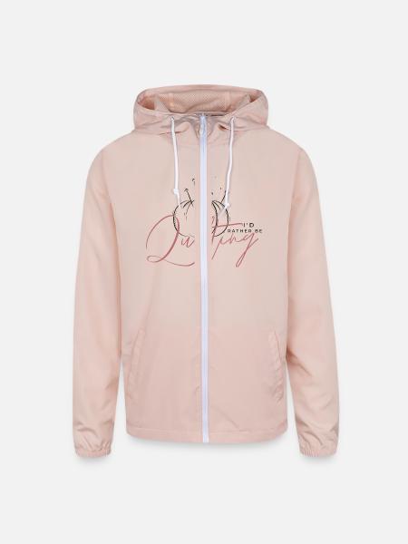 I'd rather be Quilting - Unisex Lightweight Windbreaker Jacket - blush pink  - Front