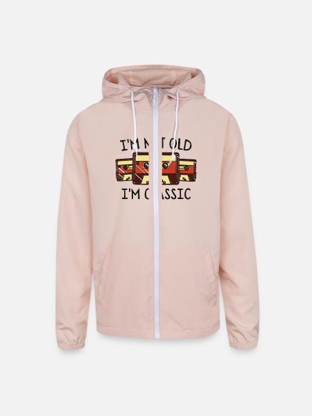 I'm not Old I'm Classic - Unisex Lightweight Windbreaker Jacket - blush pink  - Front