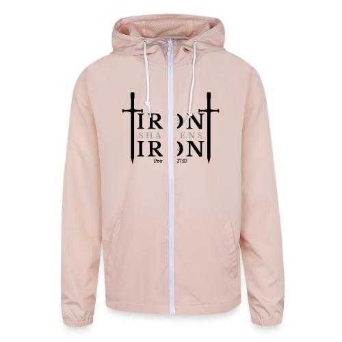 Iron Sharpens Iron - Proverbs 27:17 (Black & Grey) - Unisex Lightweight Windbreaker Jacket