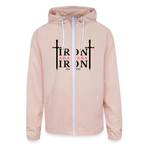 Iron Sharpens Iron - Proverbs 27:17 (Black & Red) - Unisex Lightweight Windbreaker Jacket