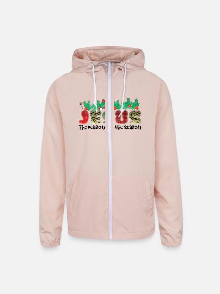 jesus the reason for the season - Unisex Lightweight Windbreaker Jacket - blush pink  - Front