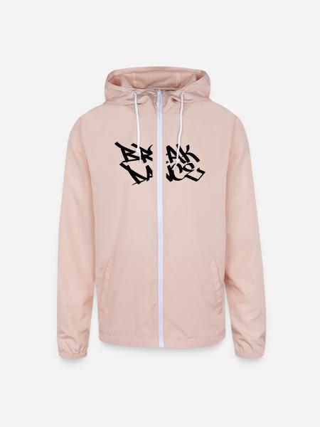 Break Dance typography - Unisex Lightweight Windbreaker Jacket - blush pink  - Front