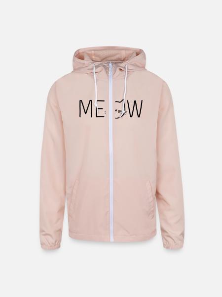 Meow Cat Face - Unisex Lightweight Windbreaker Jacket - blush pink