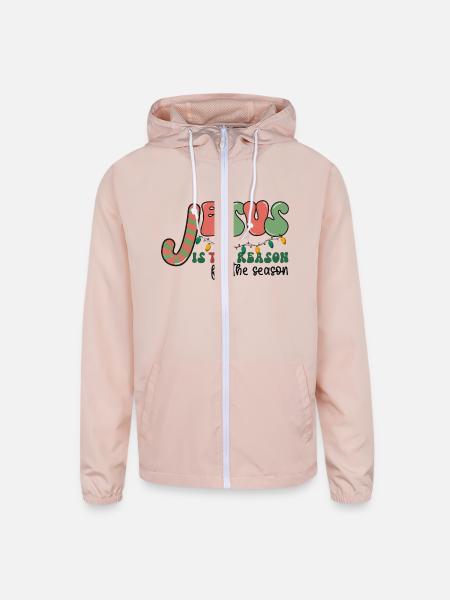 Jesus is The Reason for the Season Candy Christian - Unisex Lightweight Windbreaker Jacket - blush pink  - Front