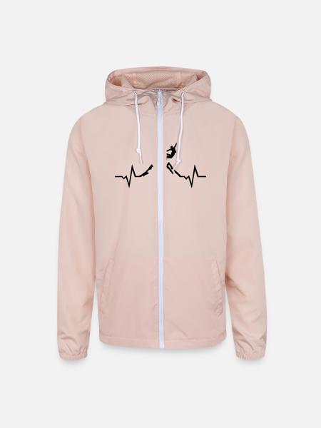 Snowboarding - Snowboarder, Mountain & ECG - Unisex Lightweight Windbreaker Jacket - blush pink