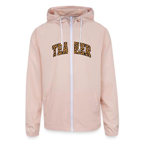 Leopard Print Teacher Typography - Unisex Lightweight Windbreaker Jacket
