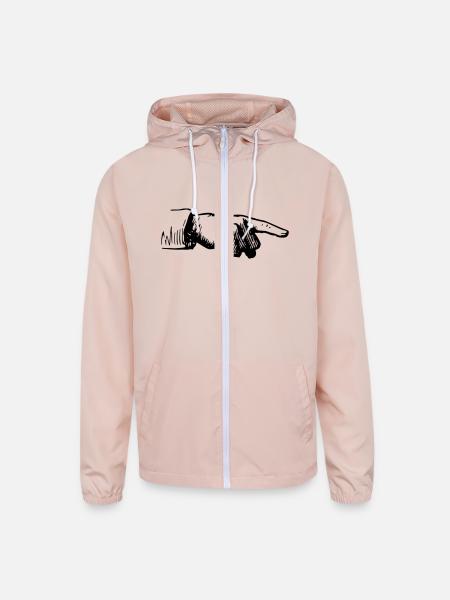 Pointing finger right - Unisex Lightweight Windbreaker Jacket - blush pink  - Front