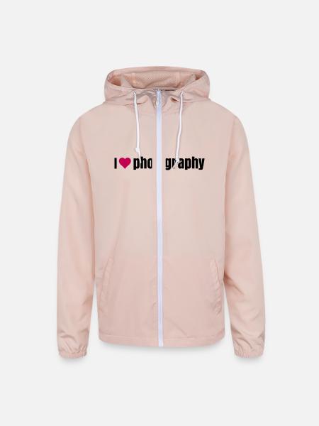 i love photography - Unisex Lightweight Windbreaker Jacket - blush pink